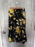 yellow floral chiffon skirt (34-40inch)