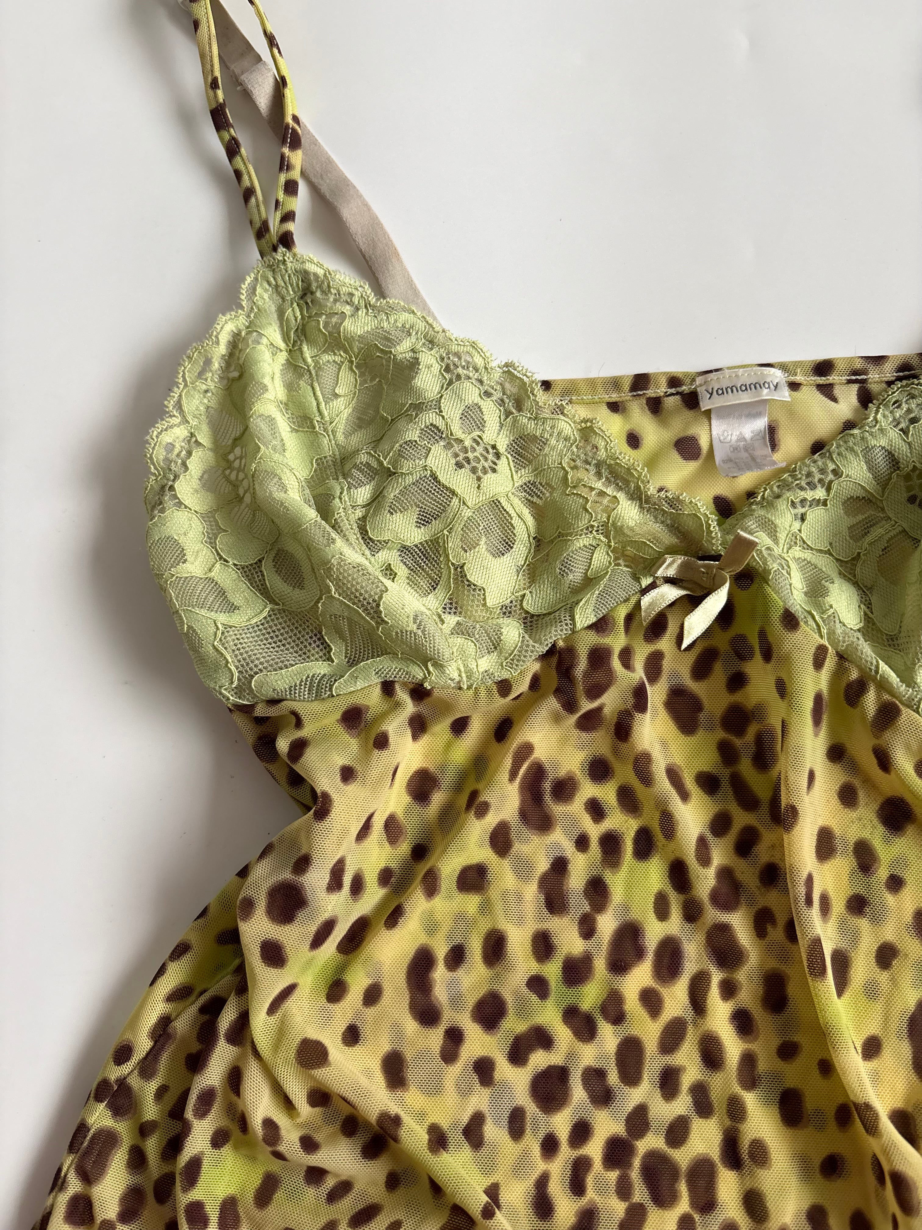 cheetah green cami top (32inch)