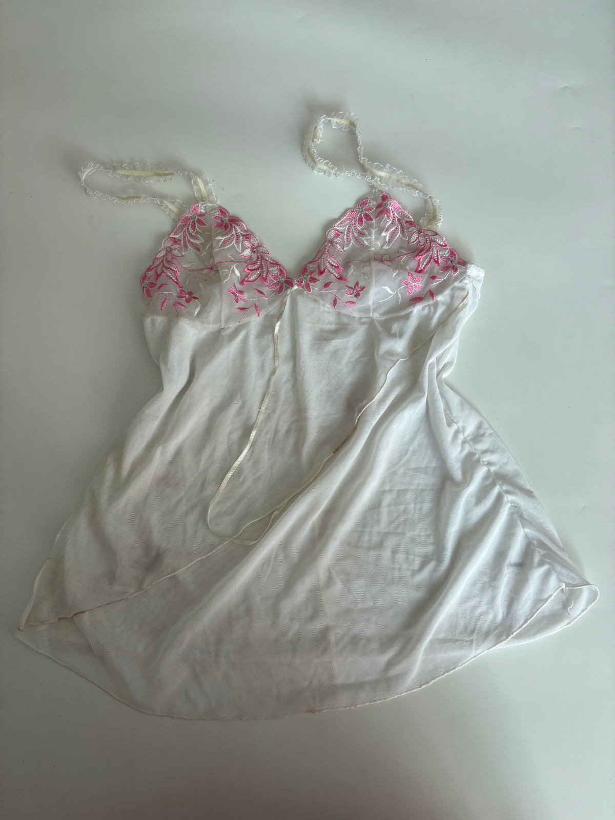 Pink flower white cami top(30 inch)