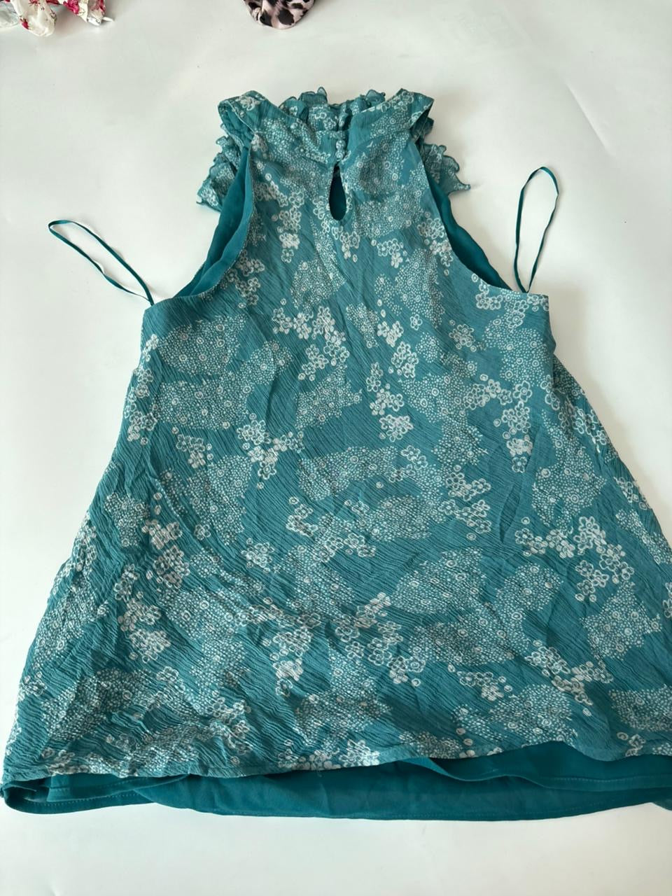 Full cover neck teal top(36-38 inch) 100% silk