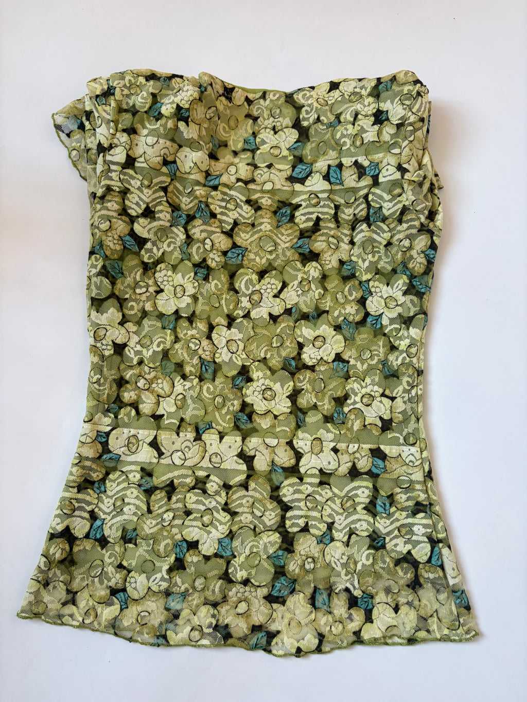 Green net floral top(30-32 inch)