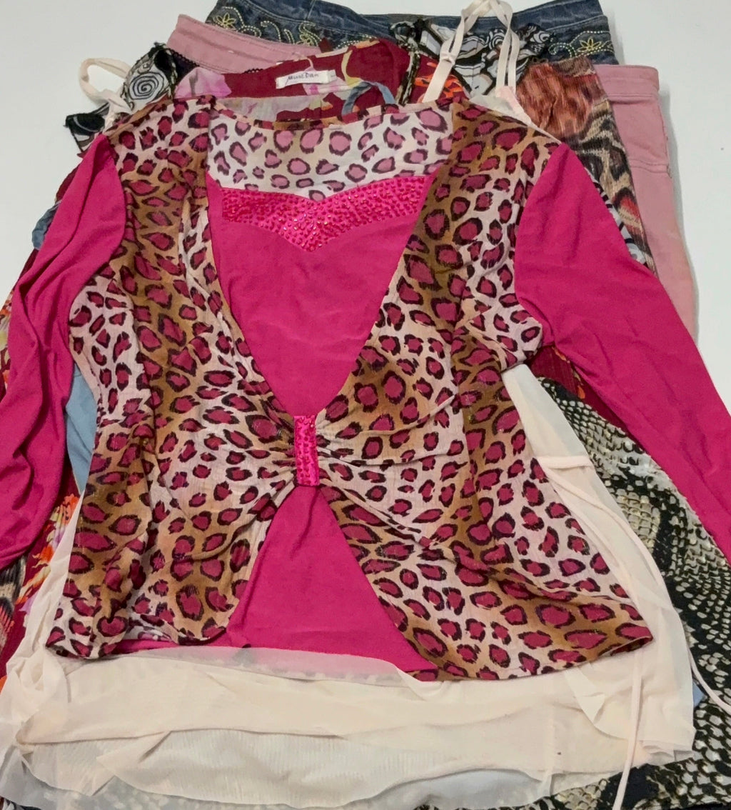 Y2k pink leopard print top(40inch)