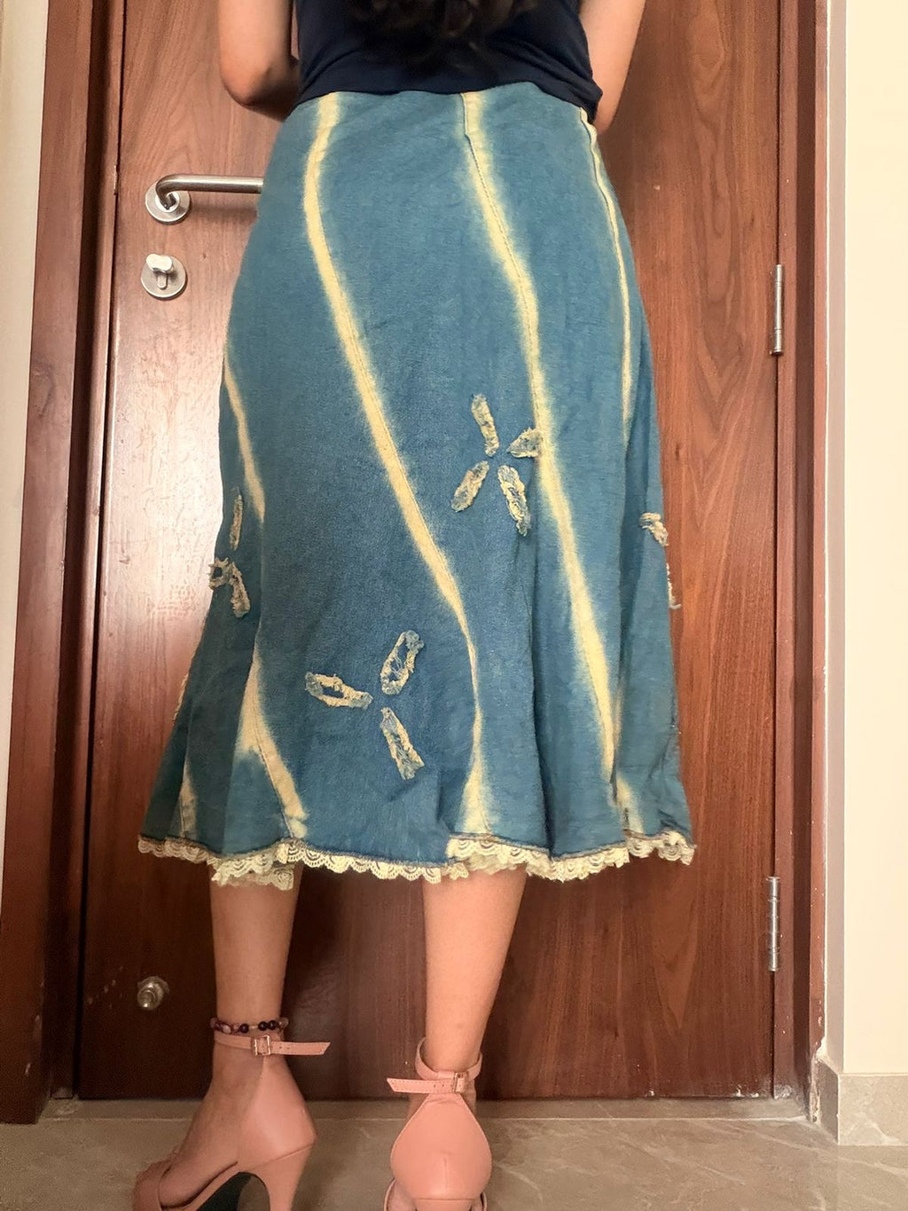 M&L beaded stripped skirt(32 inch)