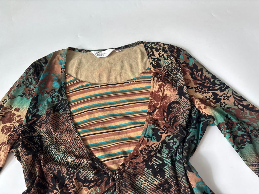 Lte center floral stripes top(38-40 inch)