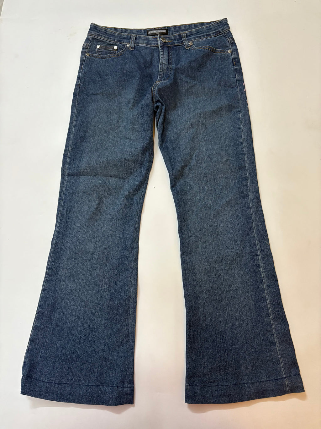 flower patch work mid rise jeans (32inch)