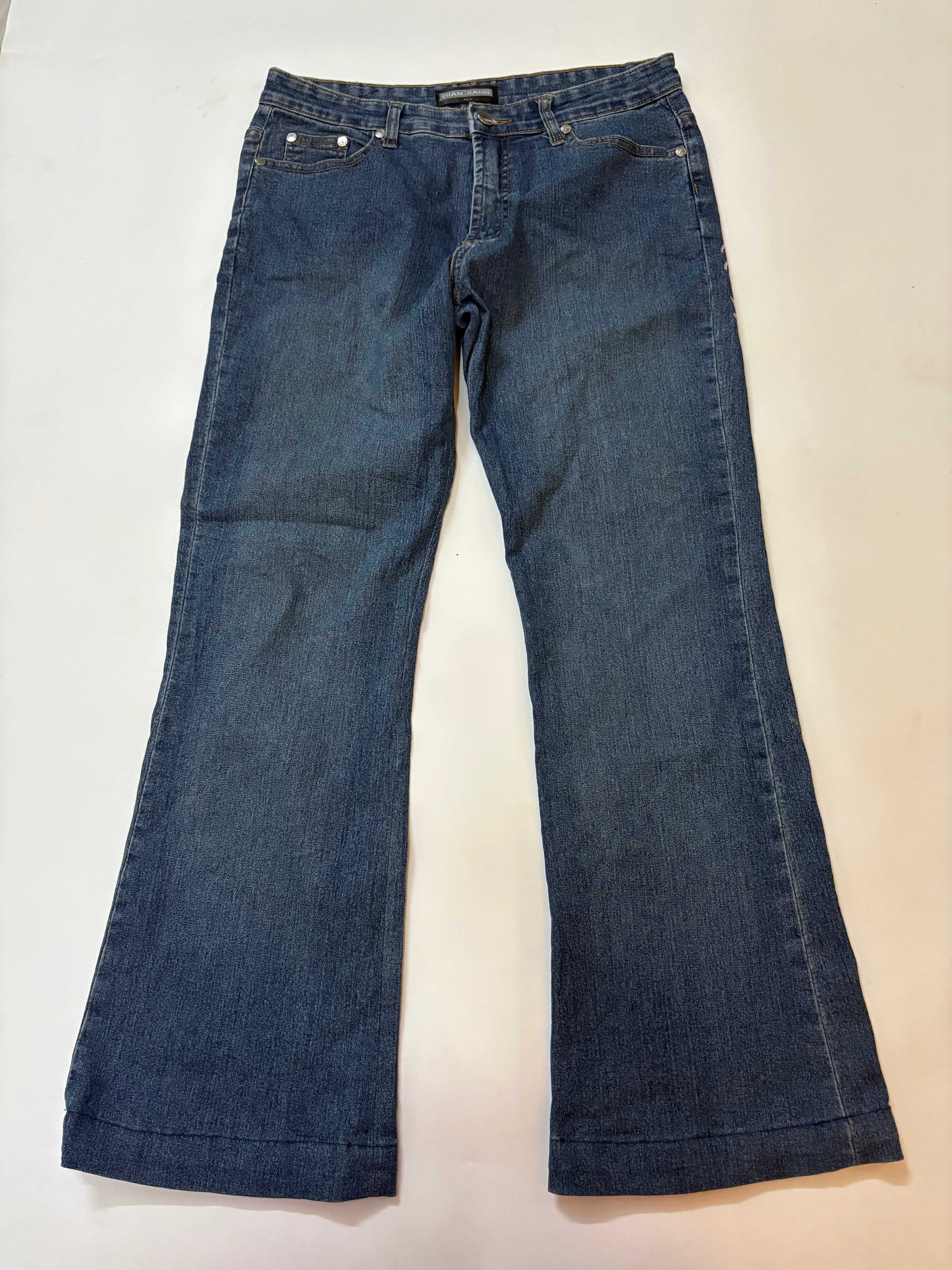 flower patch work mid rise jeans (32inch)