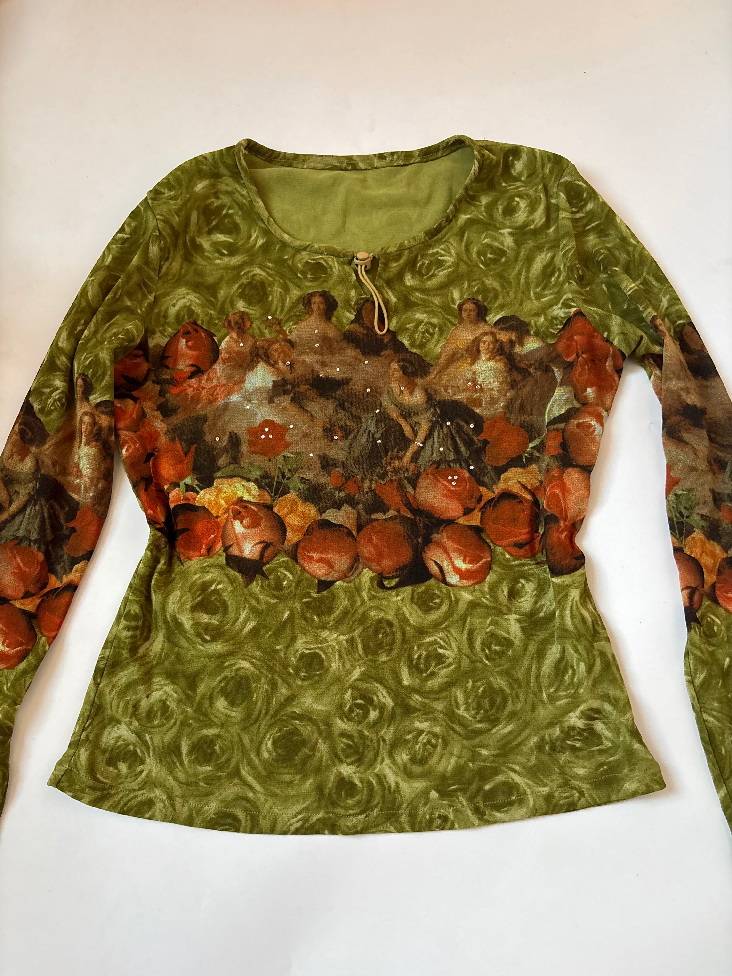 Floral green top(36-40 inch)