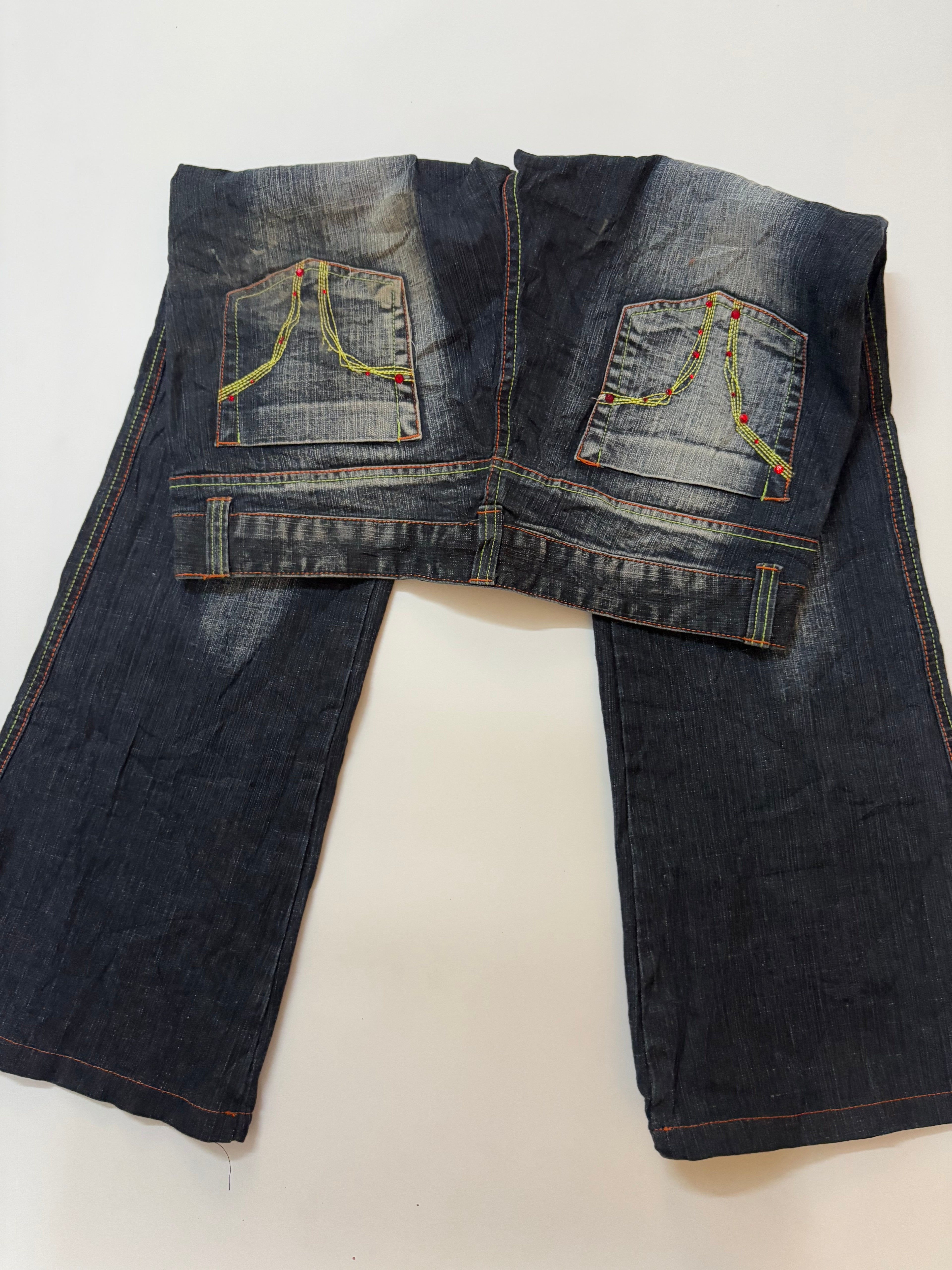 dark blue high rise straight jeans (32-33inch)