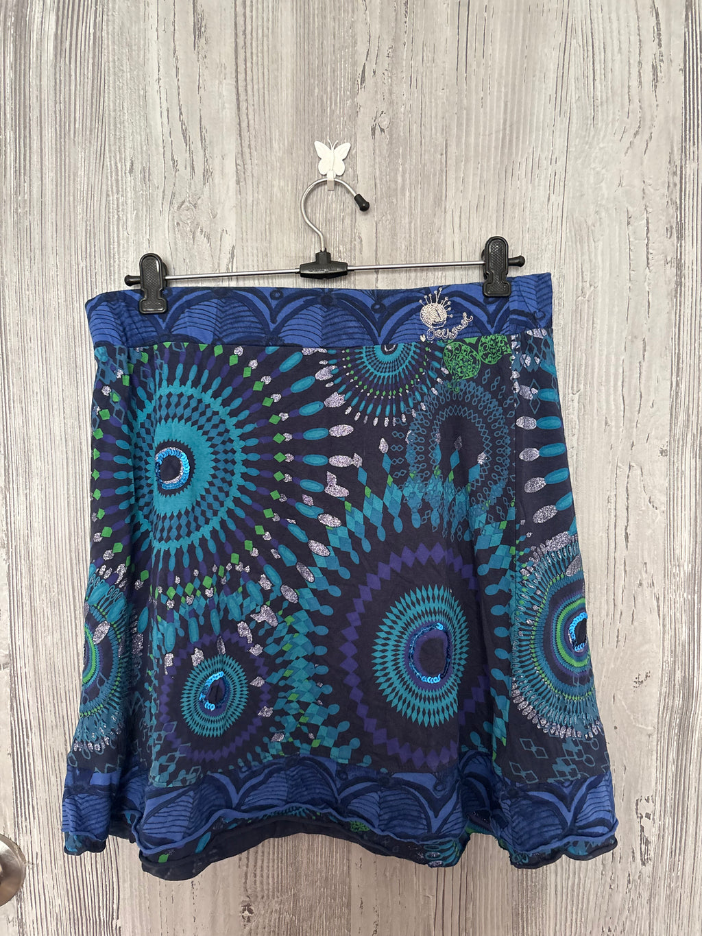 desigual Blue glitter beaded skirt(34 inch)