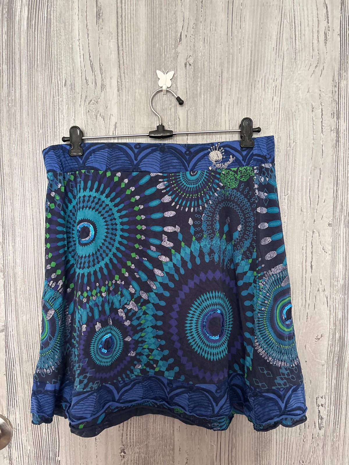 desigual Blue glitter beaded skirt(34 inch)