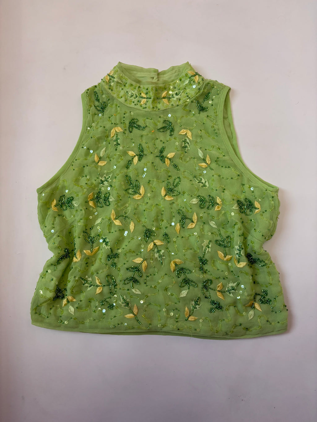 Nice and chic green beaded top(36 inch)