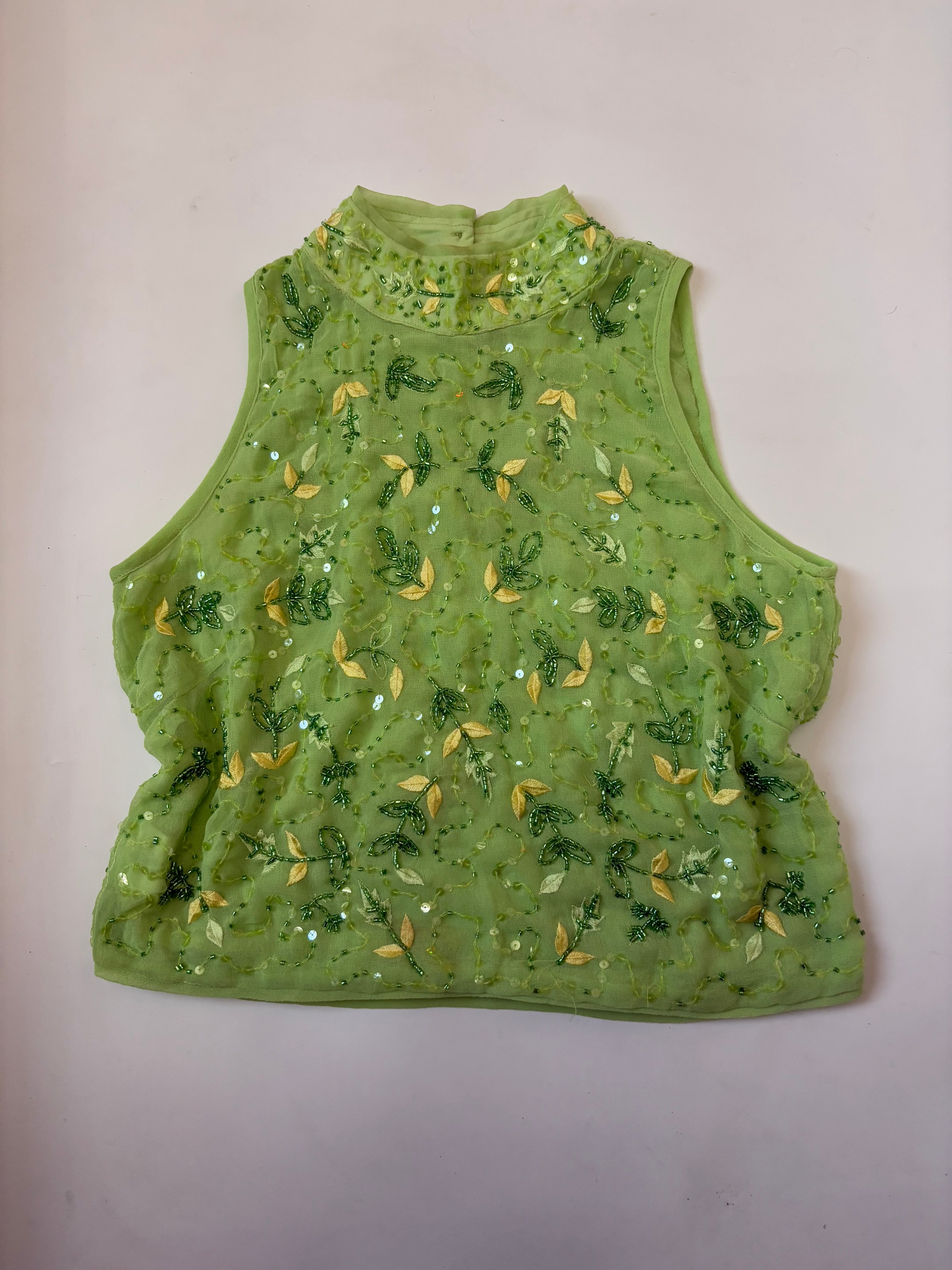 Nice and chic green beaded top(36 inch)