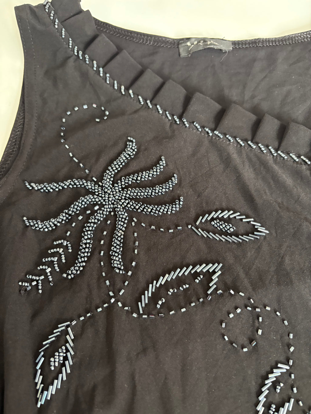 Beaded floral black top(32-34 inch)
