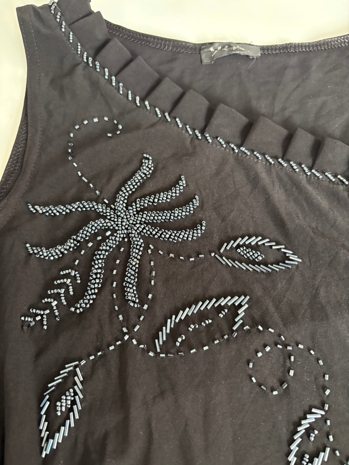 Beaded floral black top(32-34 inch)
