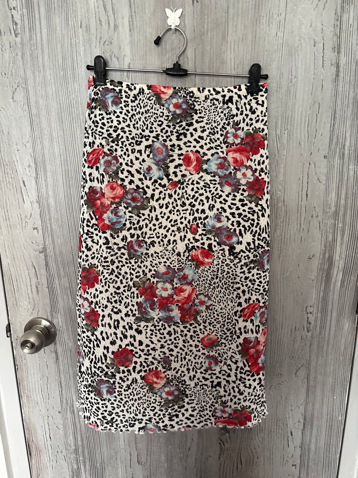 LIVRE Cheetah printed floral skirt(28 inch)
