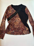 Brown& black ancient flower top(34-42inch)