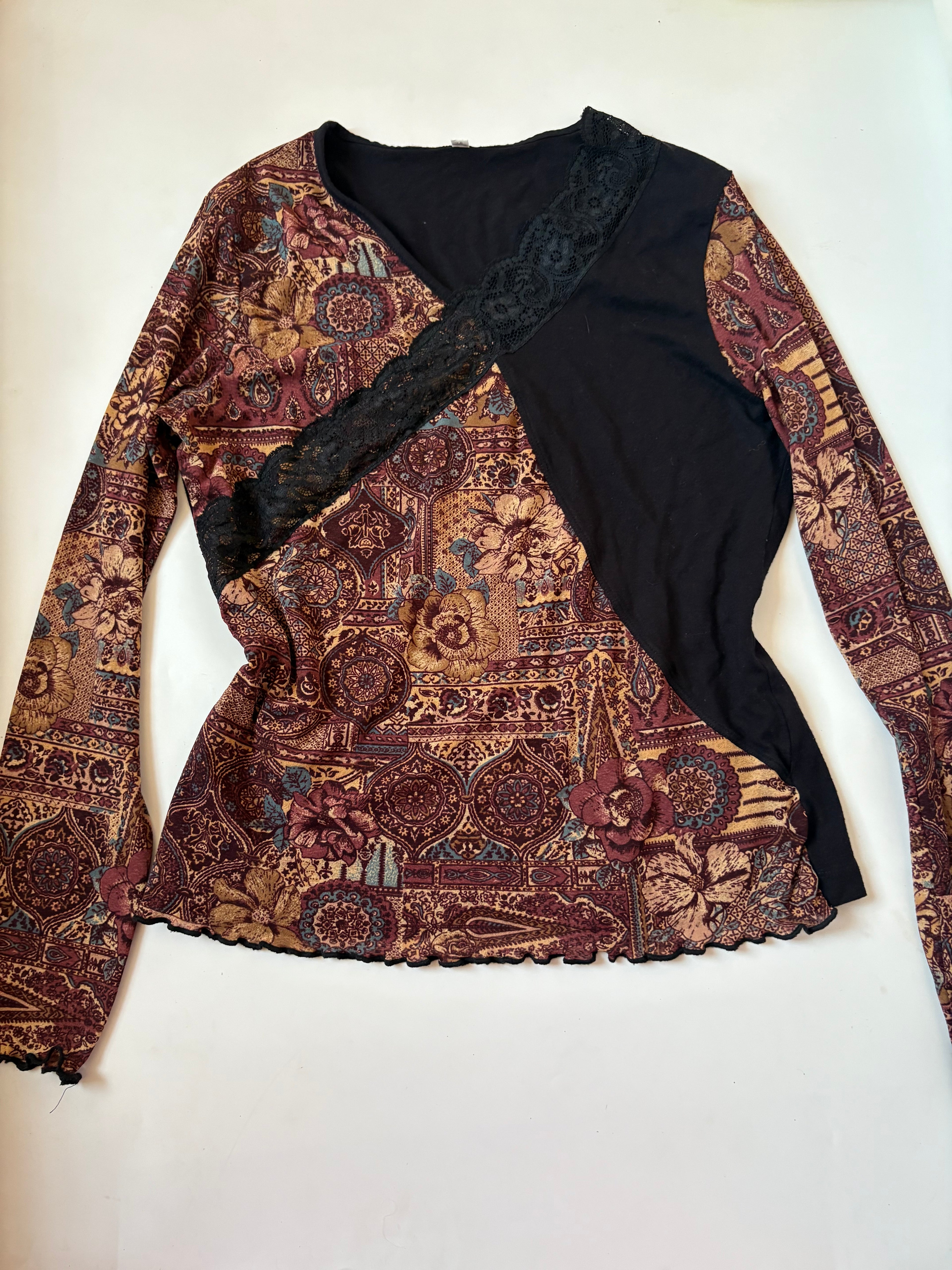 Brown& black ancient flower top(34-42inch)