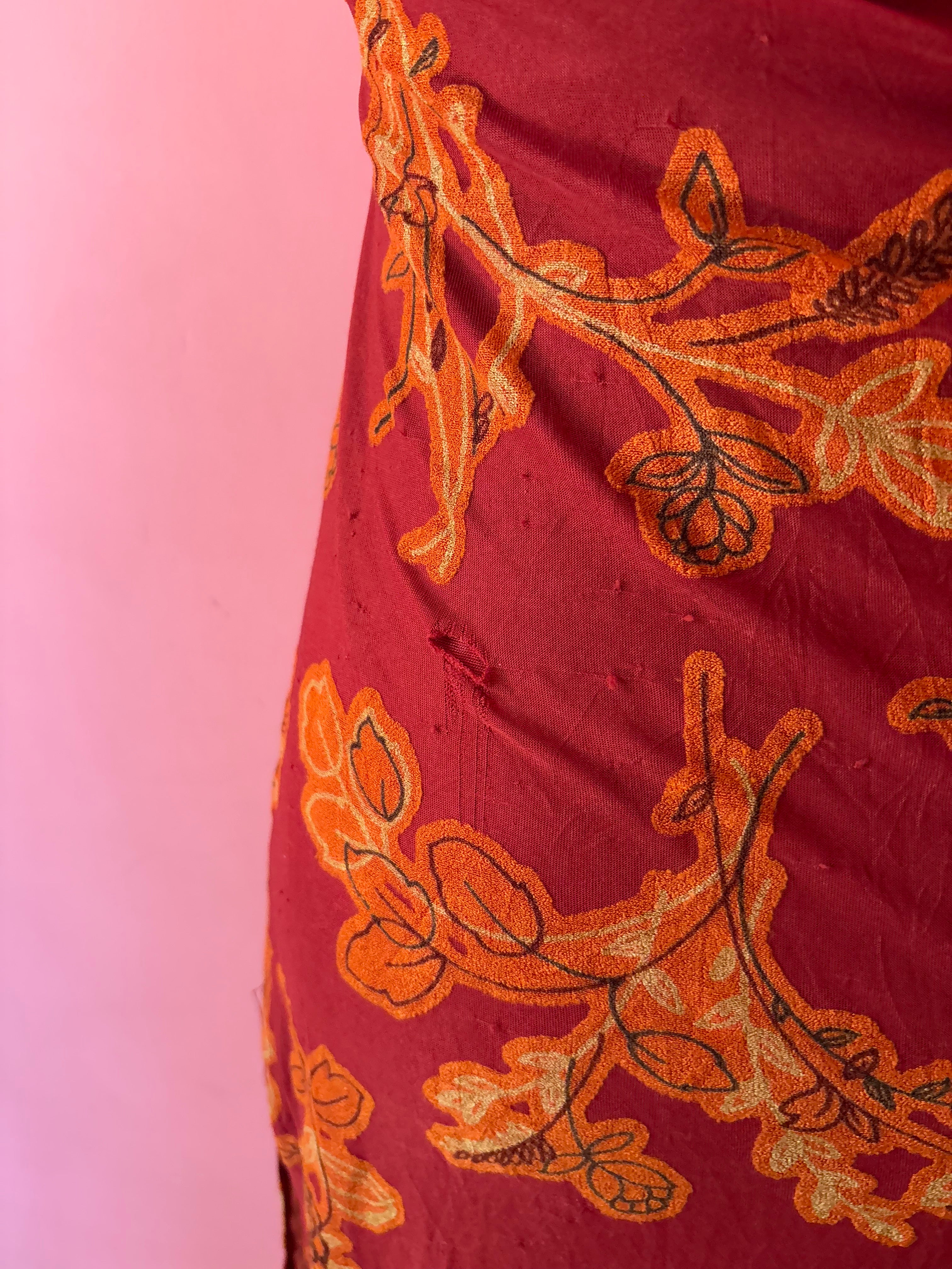 PINK Orange&red floral dress(34-38inch)