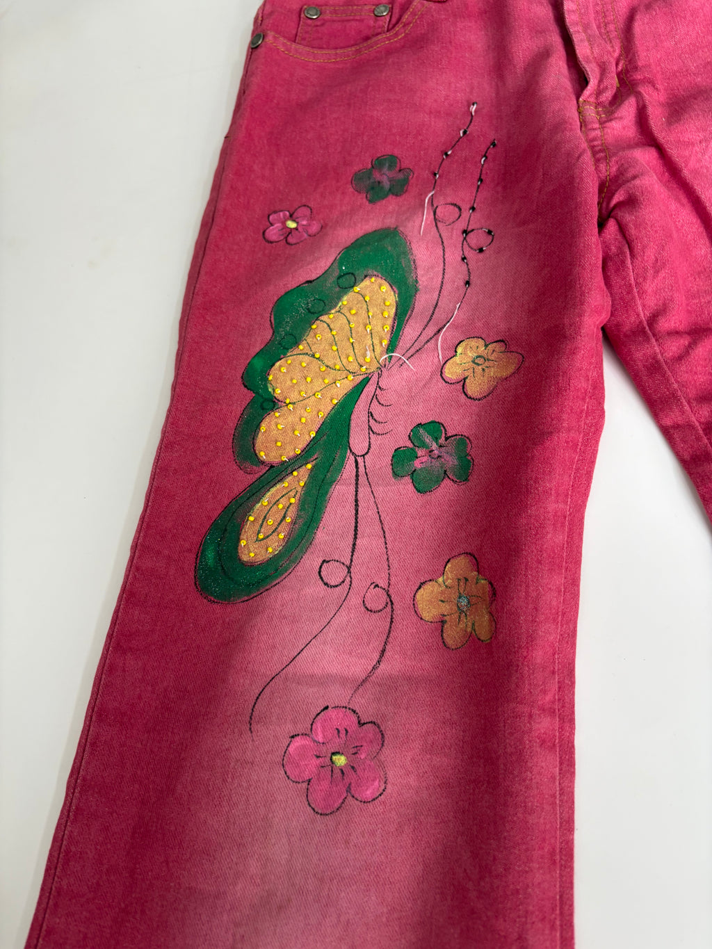 Hot Pink butterfly styled low rise jeans(28 inch)