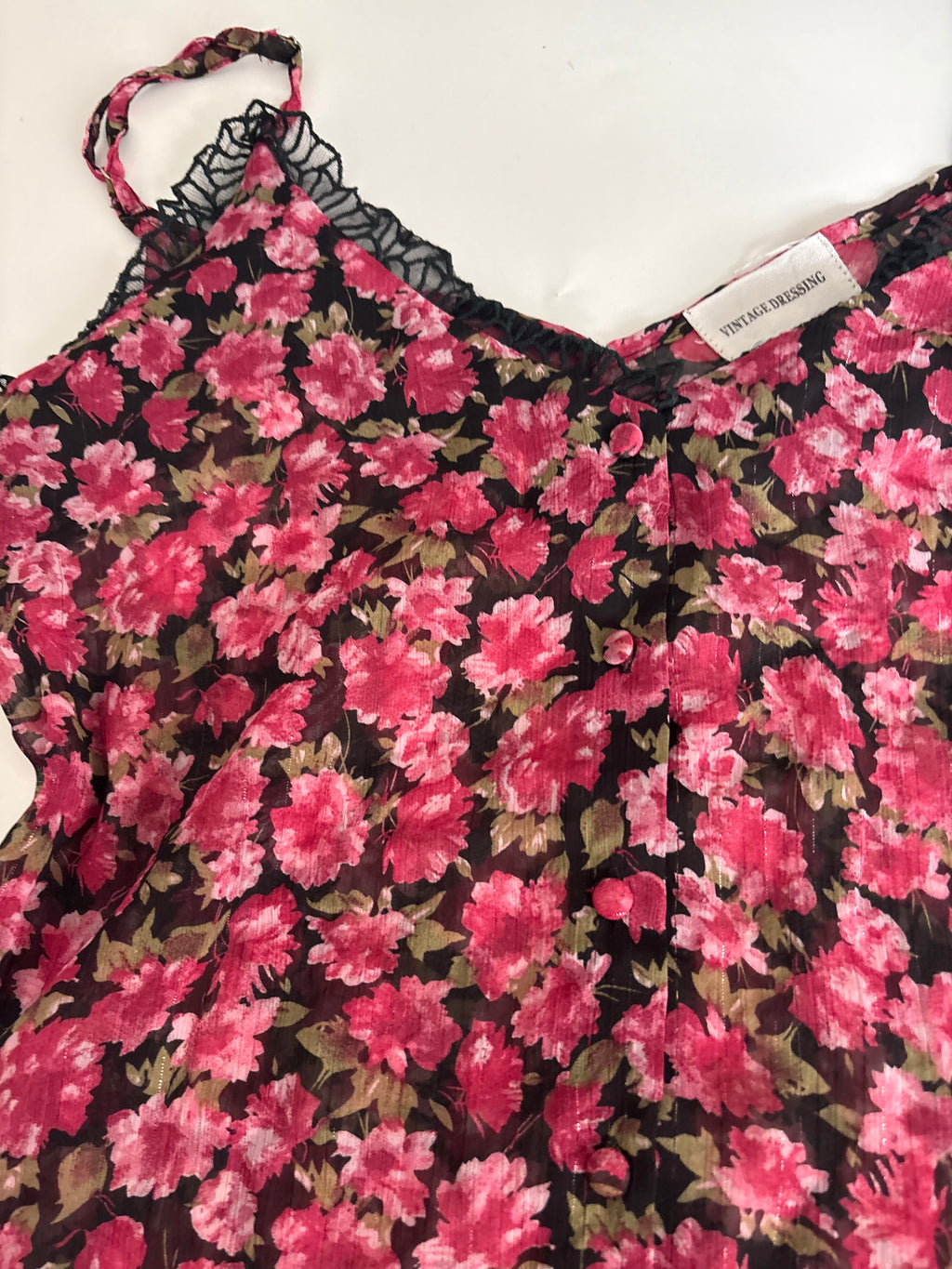 Vintage dressing floral black top(38-40 inch)