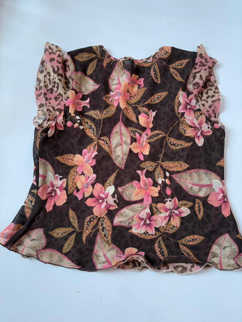 Floral brown top with leopard print(44-48 inch)