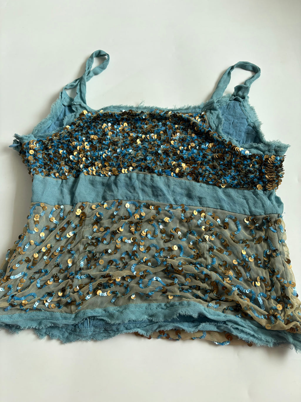 beaded blue cami top (36-38inch)