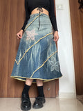 LONGIN floral stripped denim skirt(30 inch)