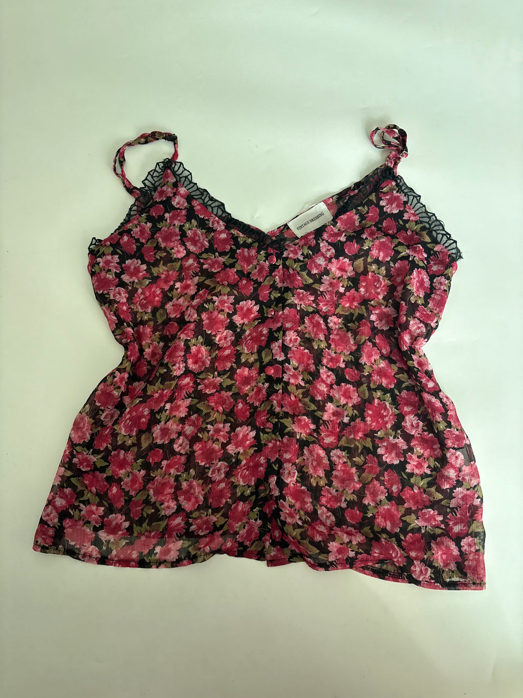 Vintage dressing floral black top(38-40 inch)