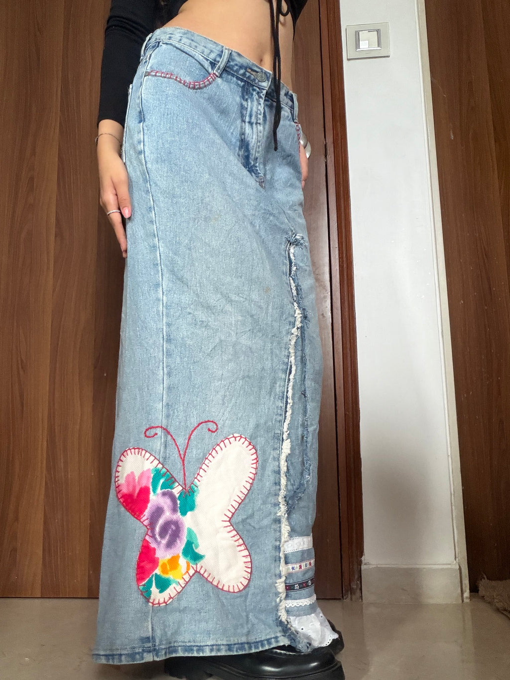 PIT butterfly colourful denim skirt(30 inch)