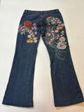 flower patch work mid rise jeans (32inch)