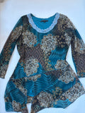 SUZANNA teal designed top(36-38 inch)