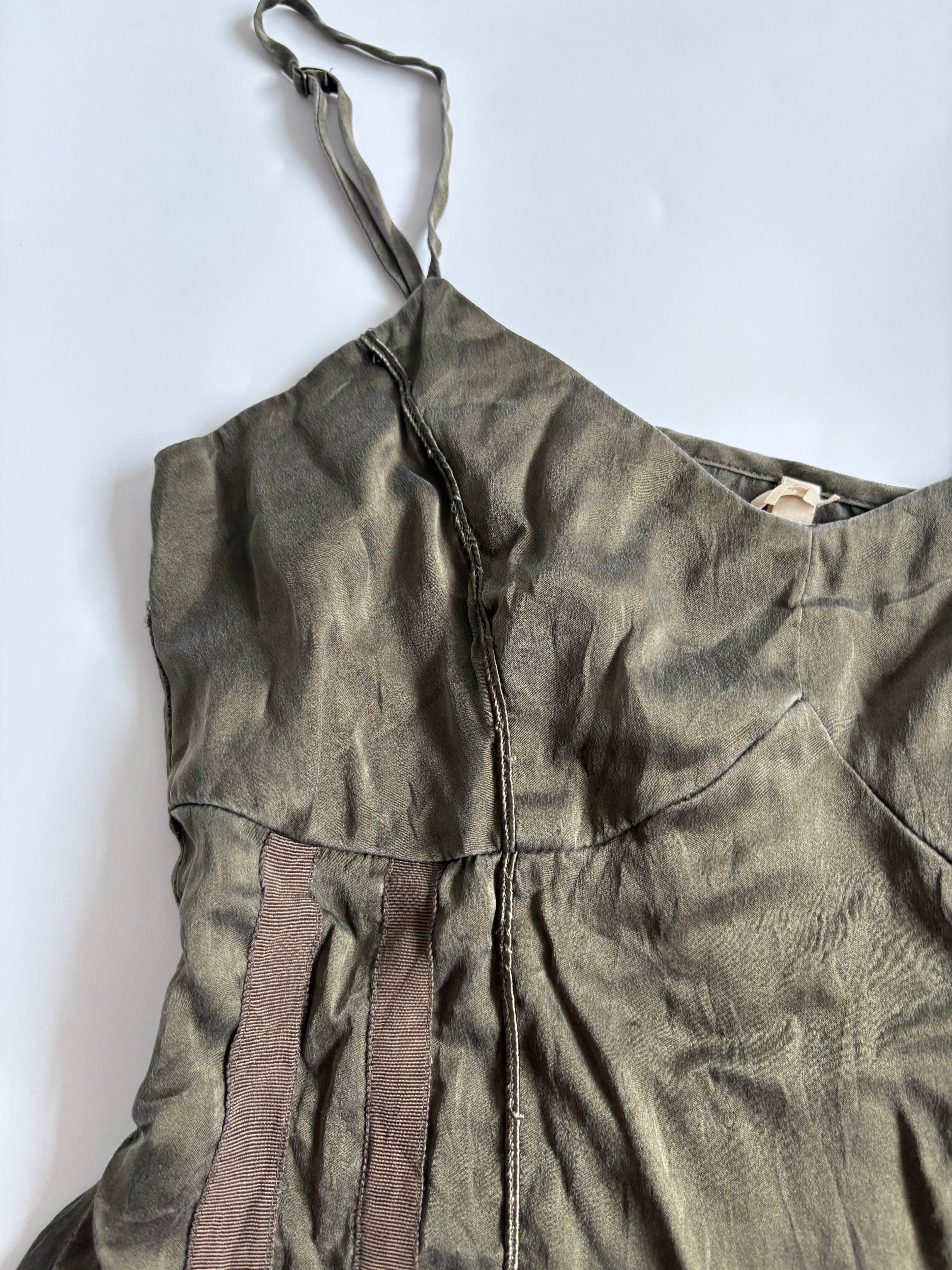 phard 100% silk olive green cami (32-34inch)