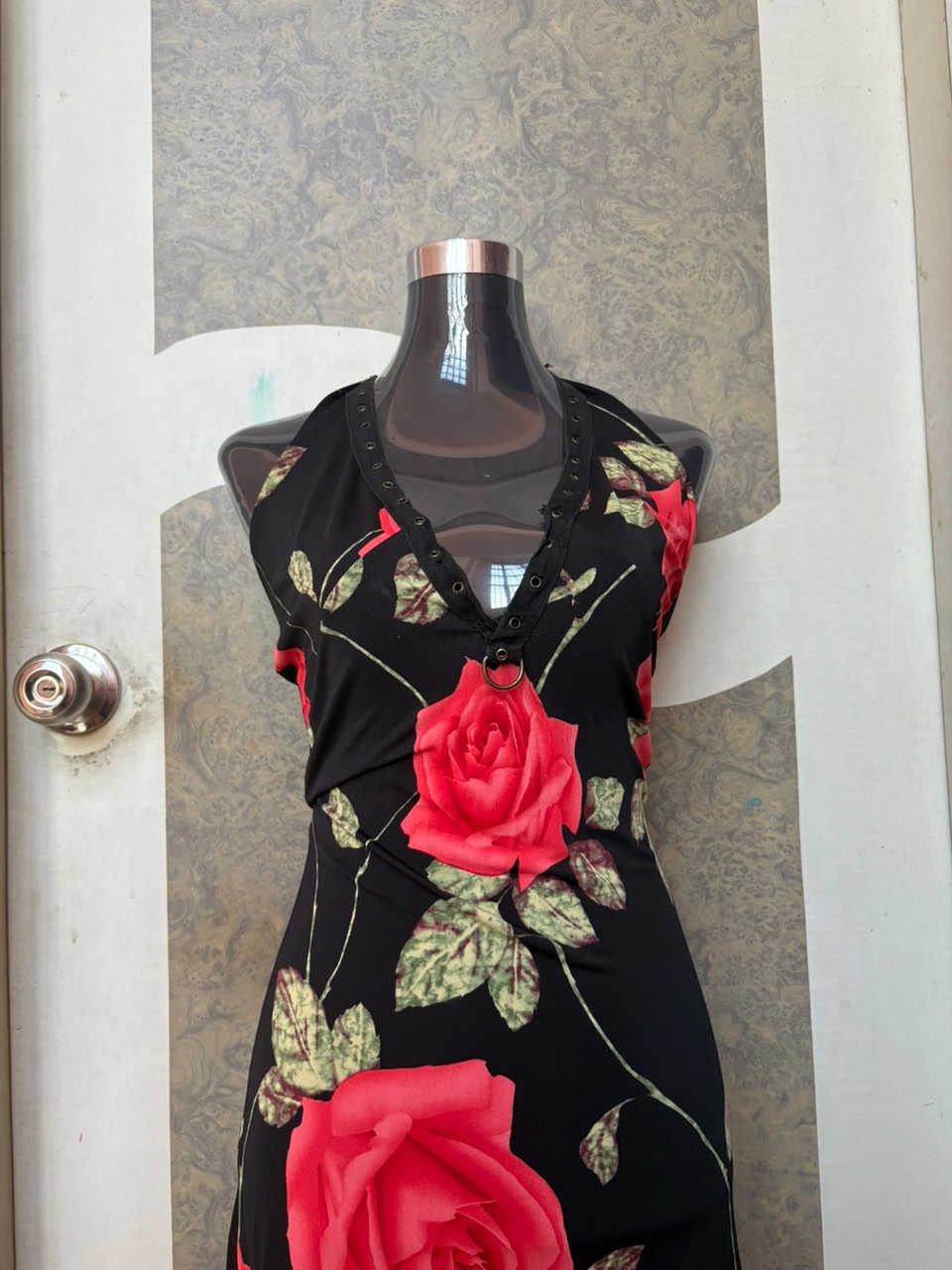 KAIDAL paris black rose halter neck dress(34-38 inch)