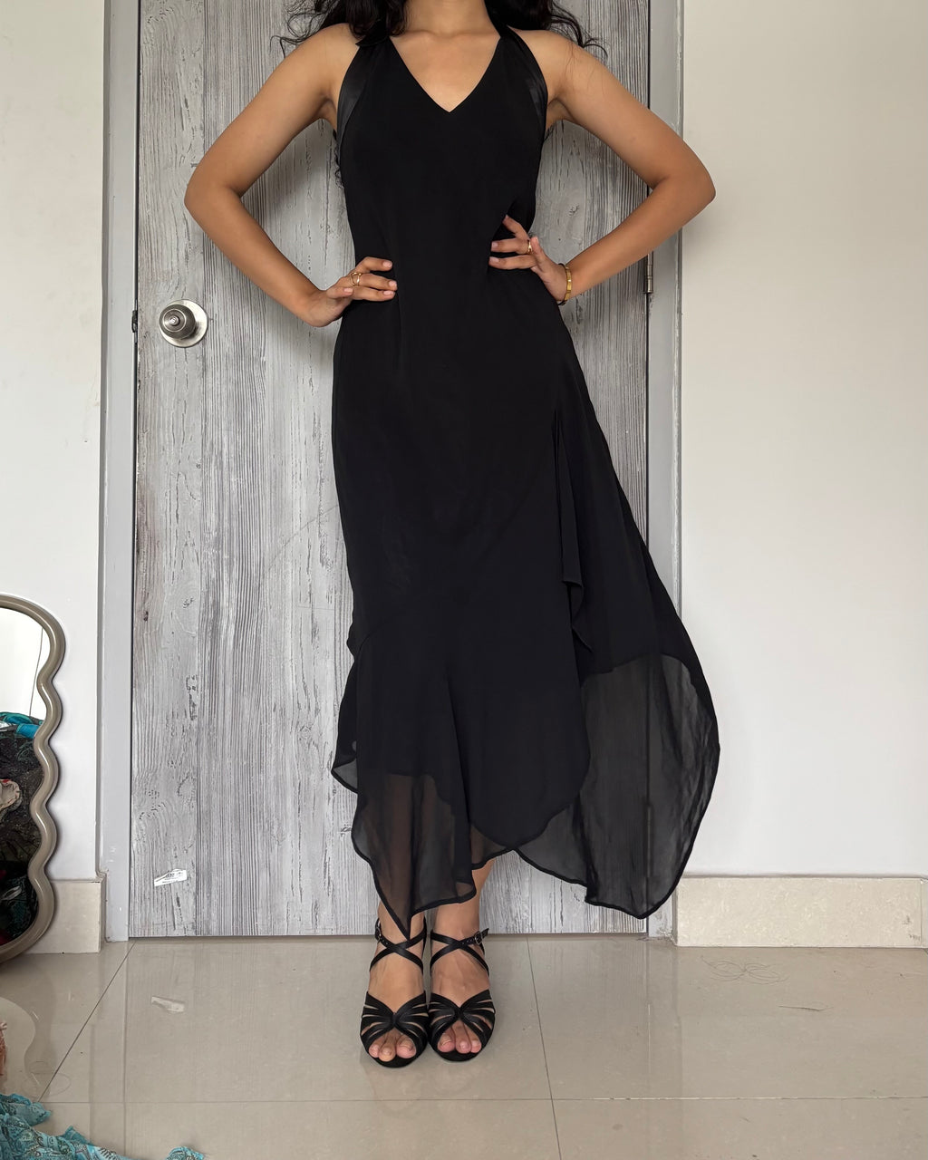 camaieu halter neck black dress (40-42inch)
