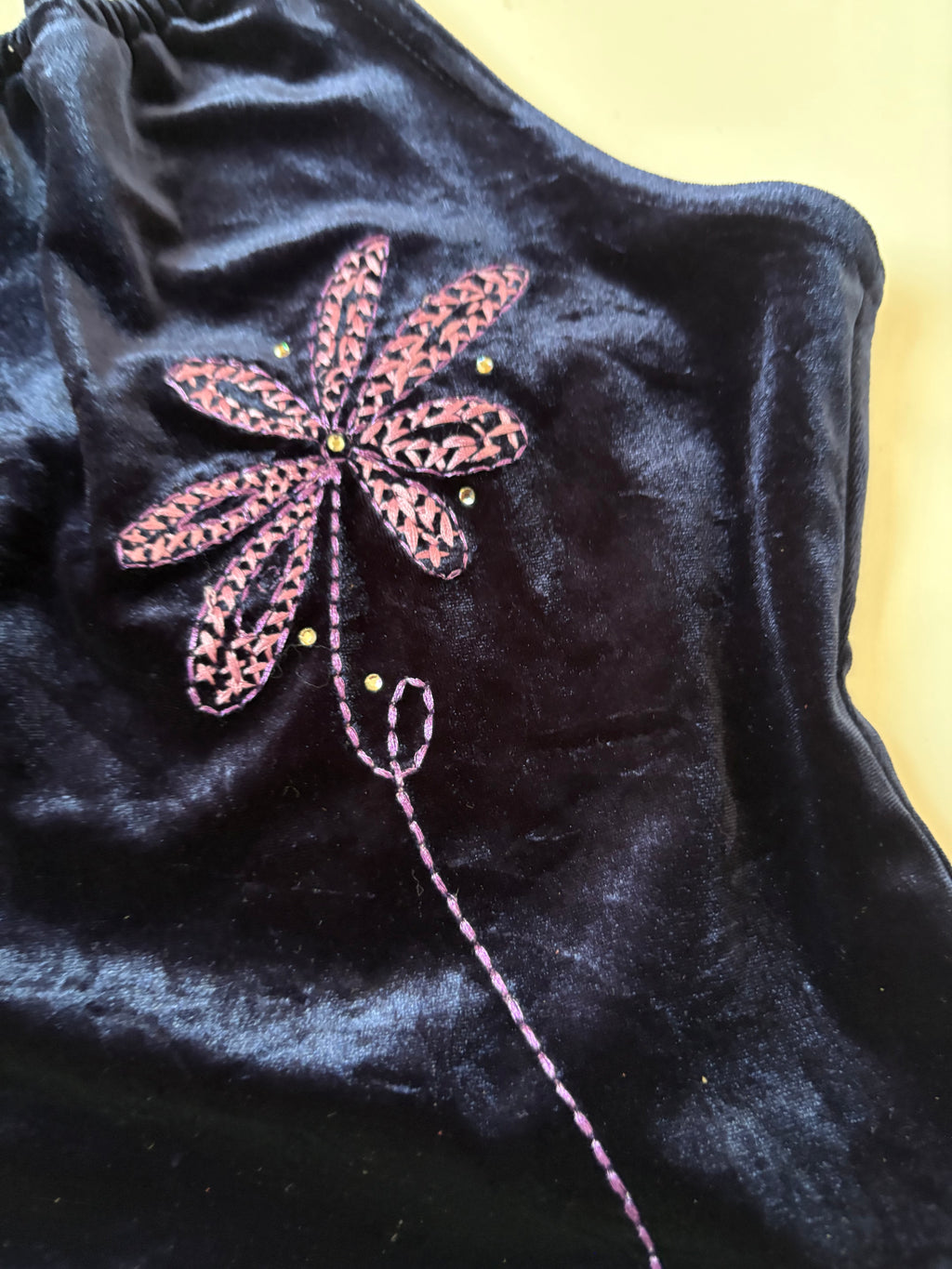 NEXT blue velvet flower top(36-38inch)