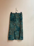 Green shiny floral skirt(32-36 inch)