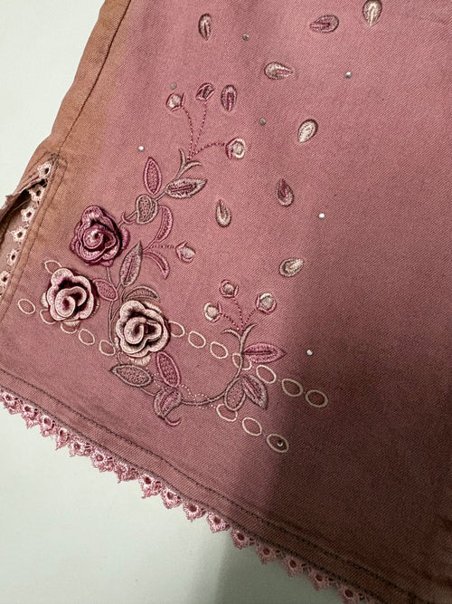 Ask pink floral embroided jeans (w-34inch)