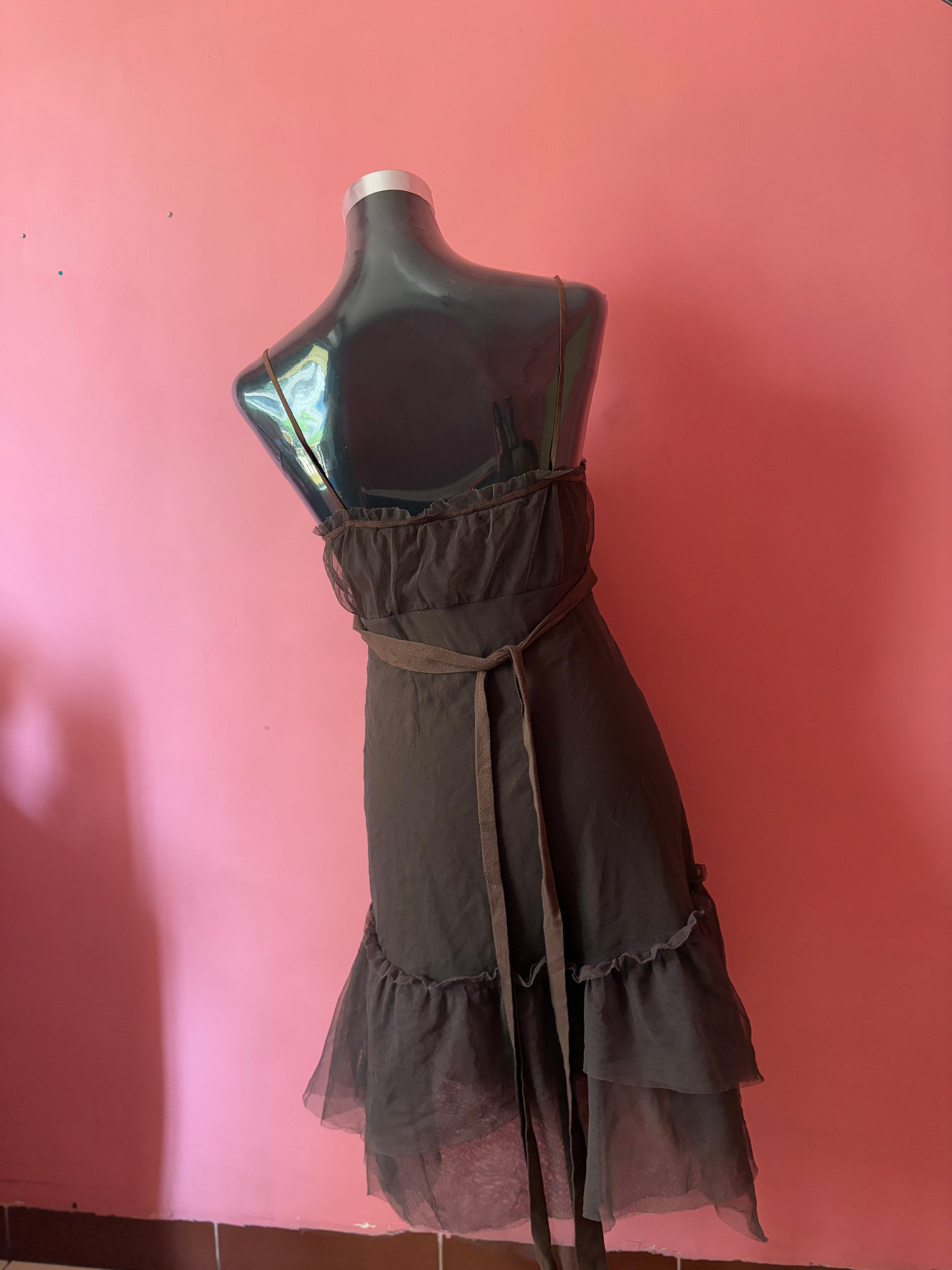 Brown ruffle dress(34 inch)