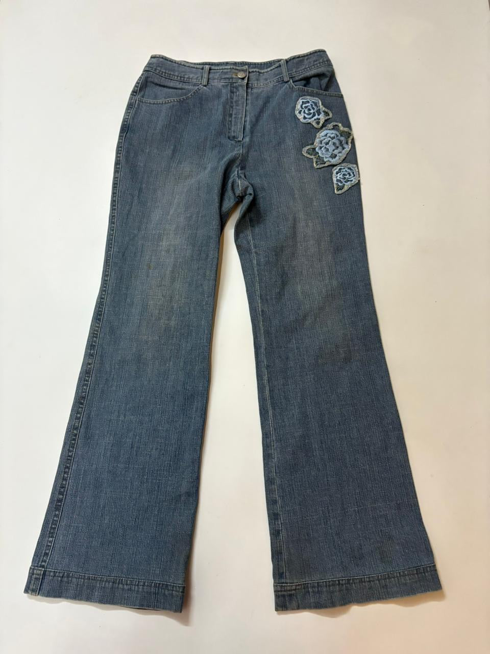 Clock mid rise jeans(30 inch)