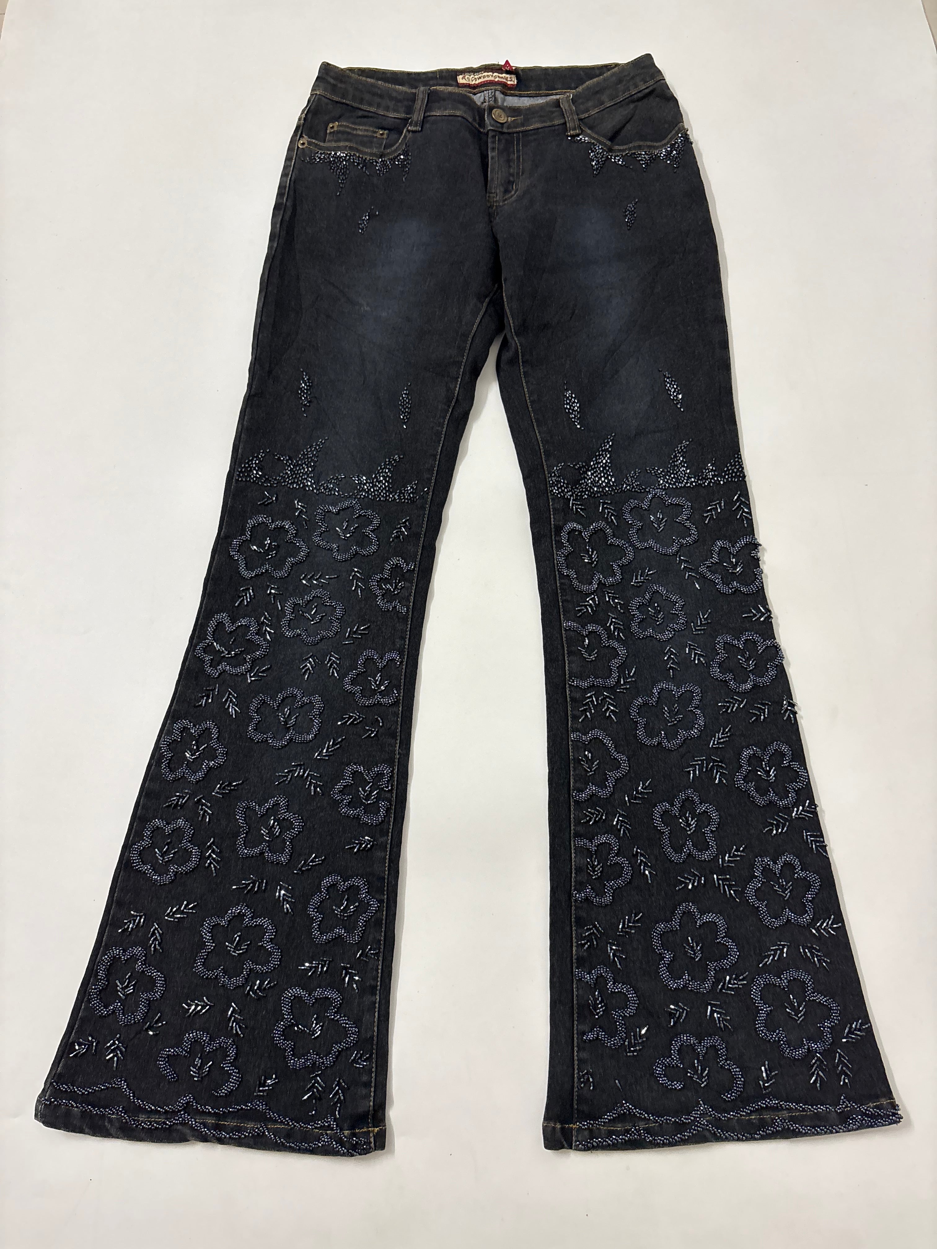 beaded blue low rise jeans (30inch)