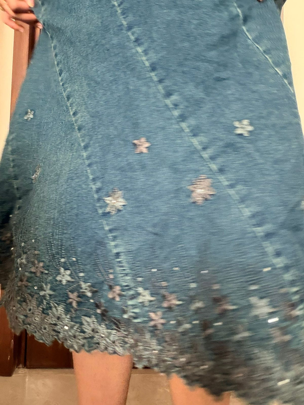 Flower bordered embroidery skirt(28 inch)