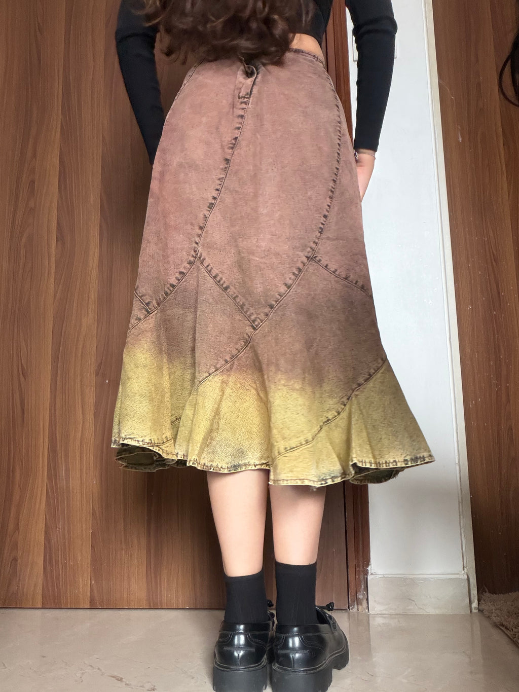 MISS RE& X floral beaded brownish skirt(28 inch)