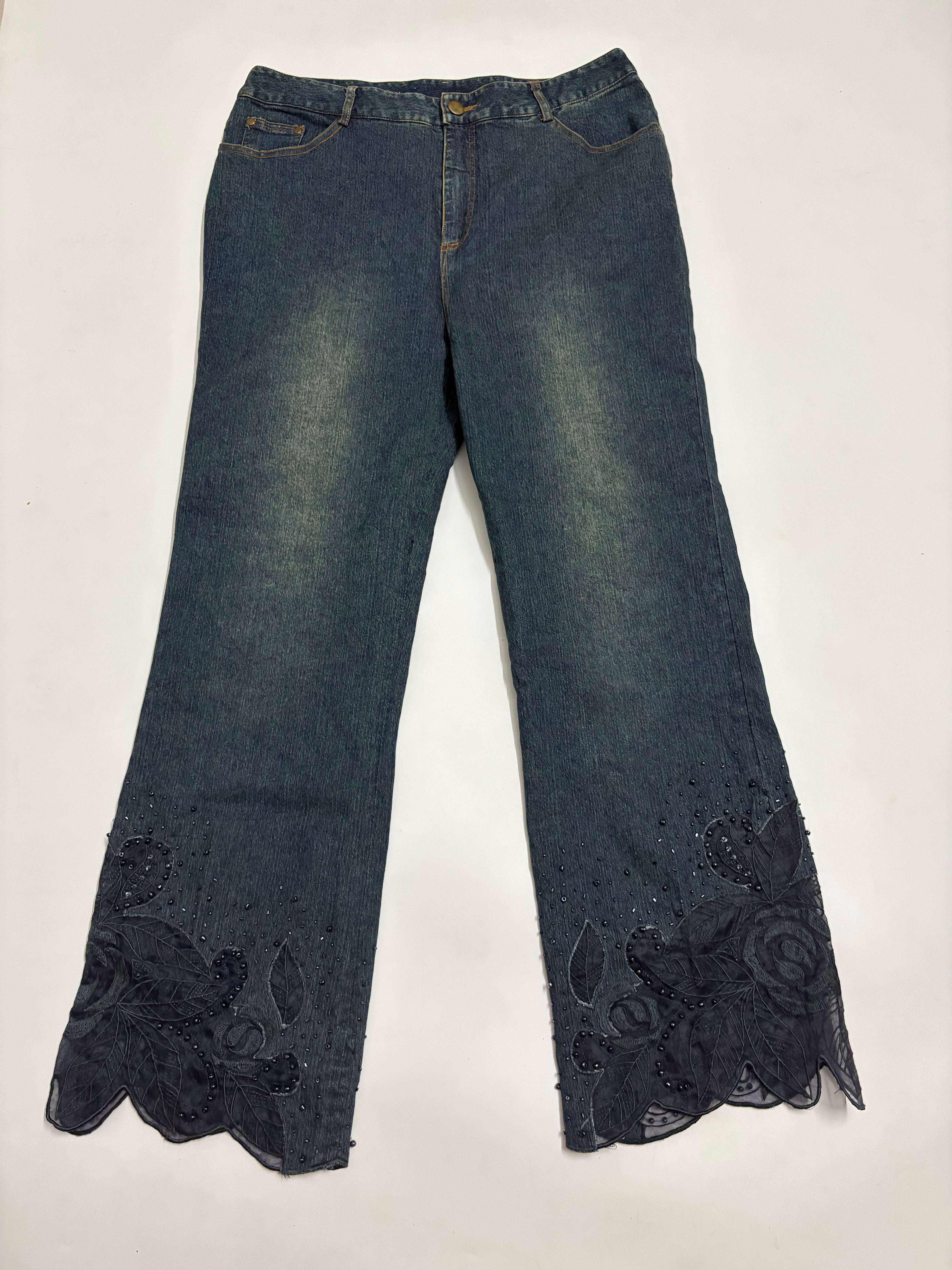bottom lace high rise jeans (32inch)