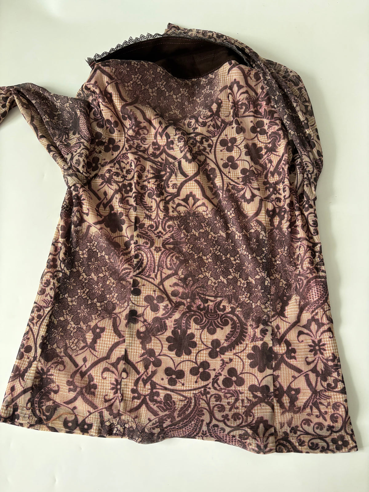 Brown floral net styled top(38-40 inch)