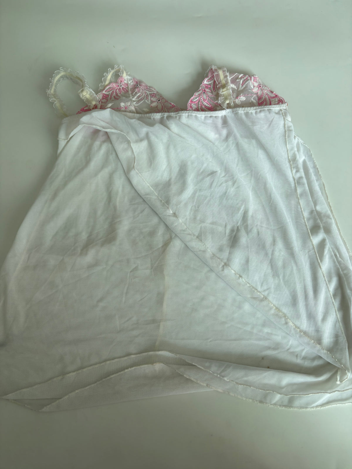 Pink flower white cami top(30 inch)