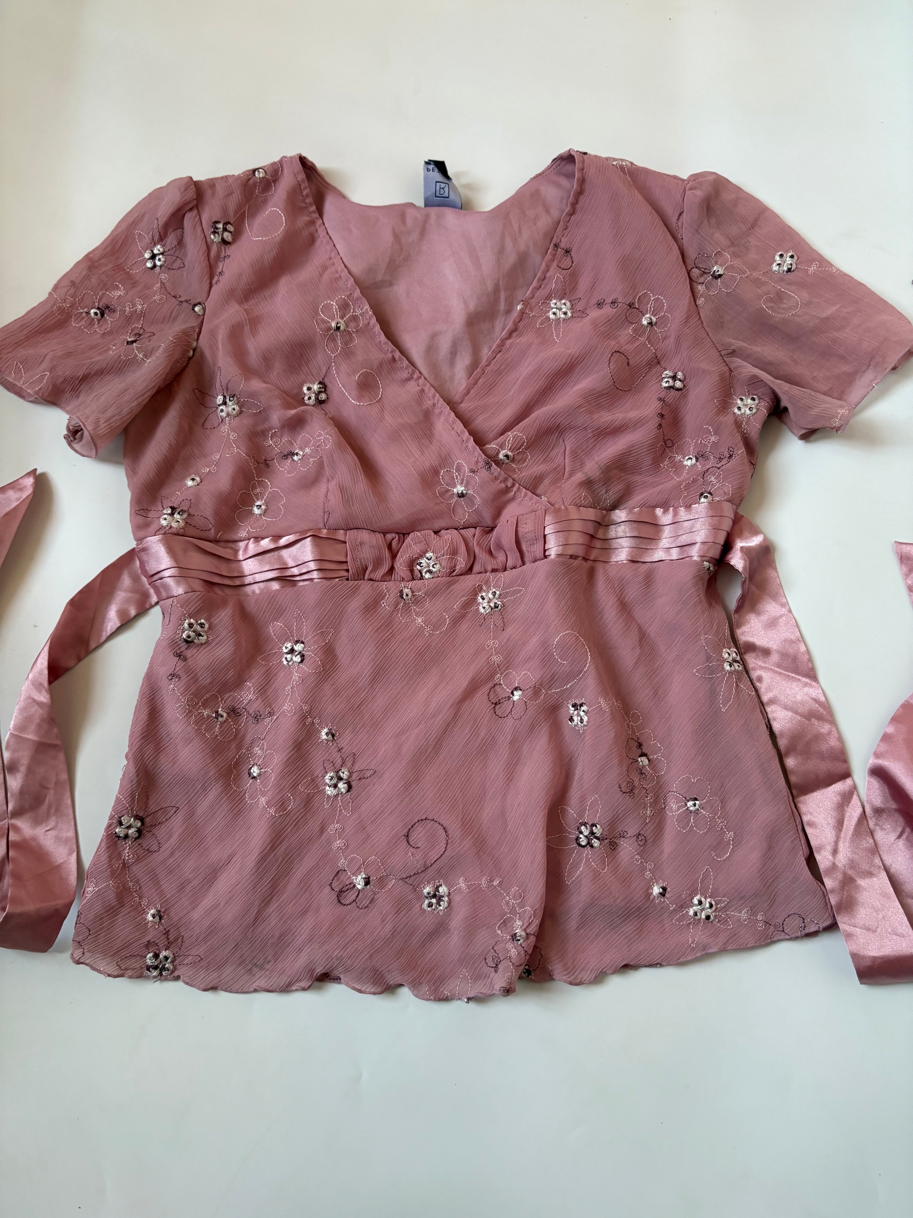v neck pink floral top (36-38inch)
