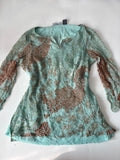 Beaded teal top(48-50 inch) 100% silk