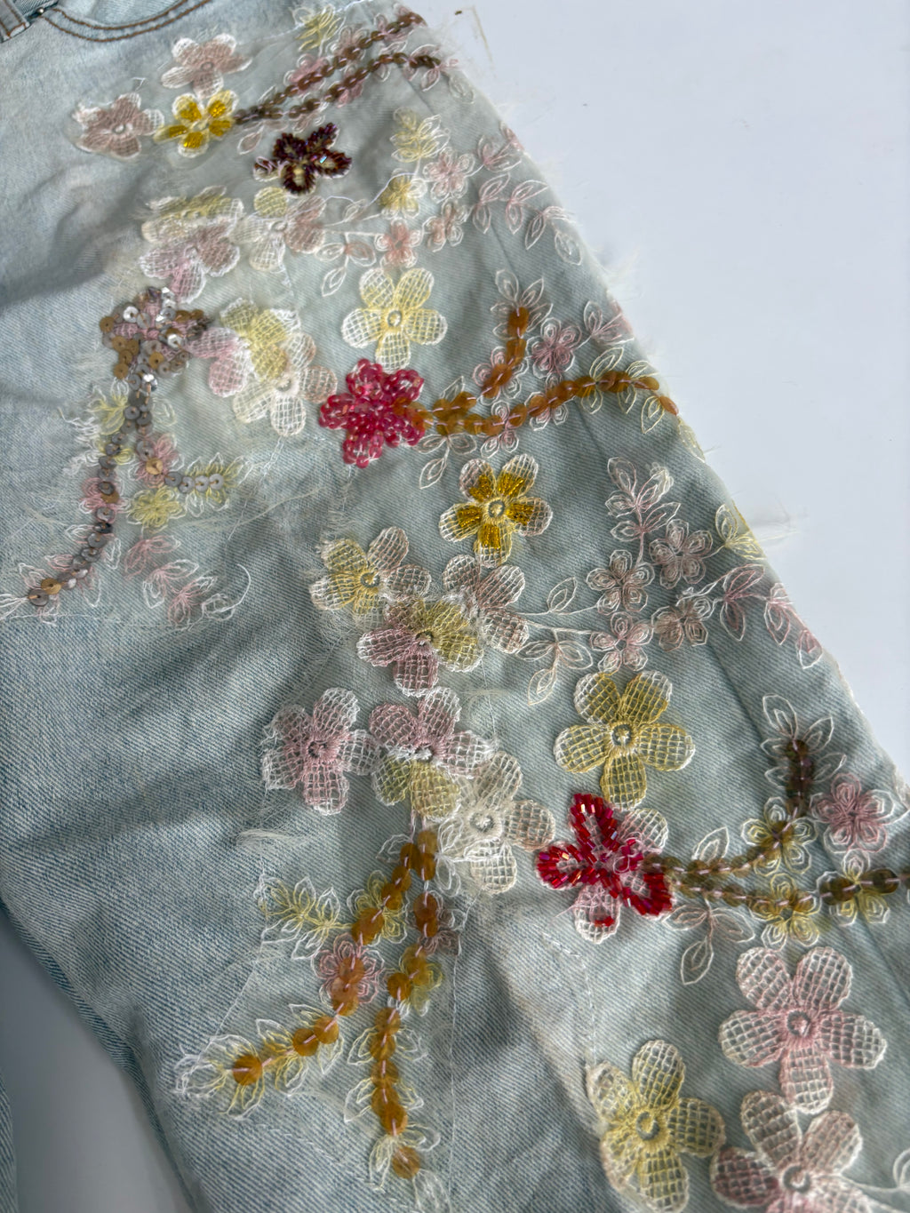Anita floral light colour low rise jeans(30 inch)