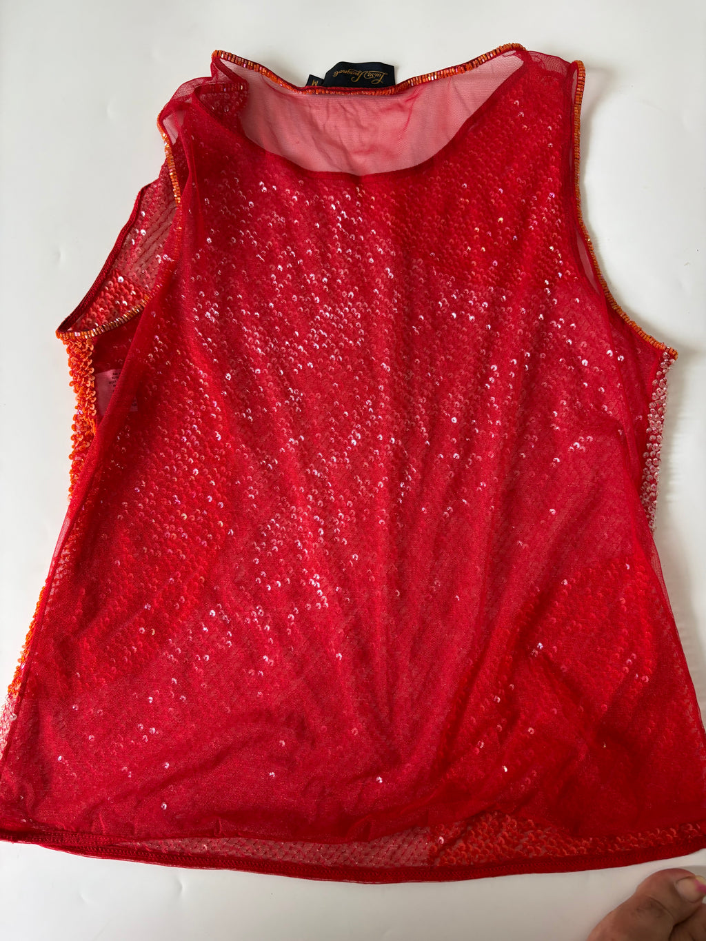 Fully beaded shiny red top(38-40 inch)