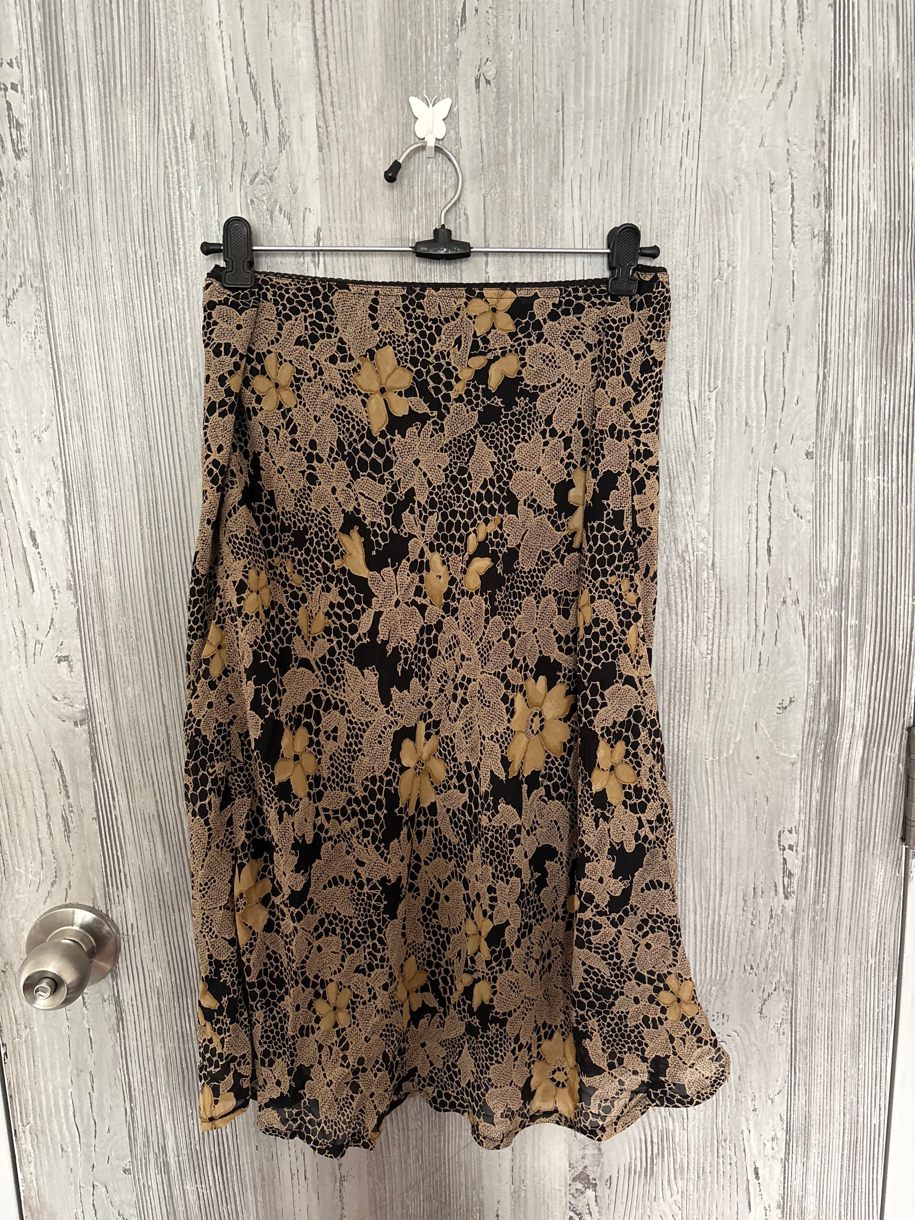 brown floral viscose skirt (32-36inch)